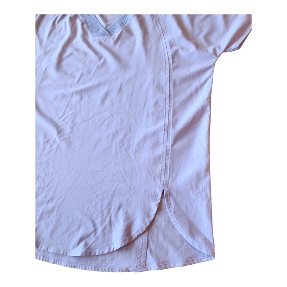 Athleta periwinkle Zephyr v-neck stretch short sleeve curved hem top S - Picture 4 of 13